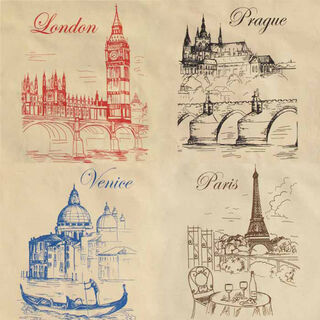 Cotton bag Cities 38x42 cm