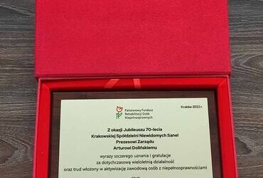 Gratulacje od Marty Mordarskiej, Dyrektor Małopolskiego Oddziału Państwowego Funduszu Rehabilitacji Osób Niepełnosprawnych